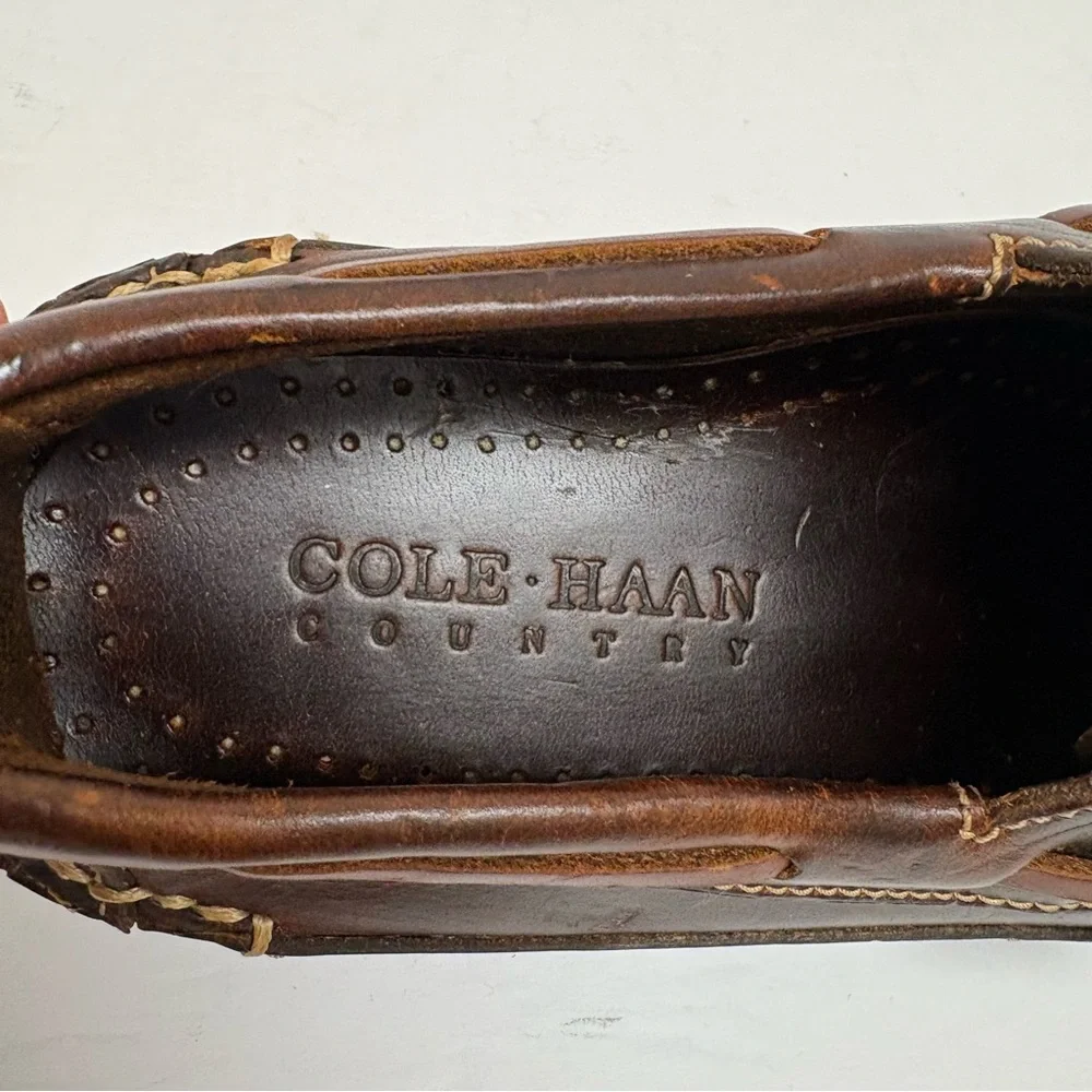 Colehaan Country Classic Brown Leather Slip On Boat Shoes Loafers 6.5 new